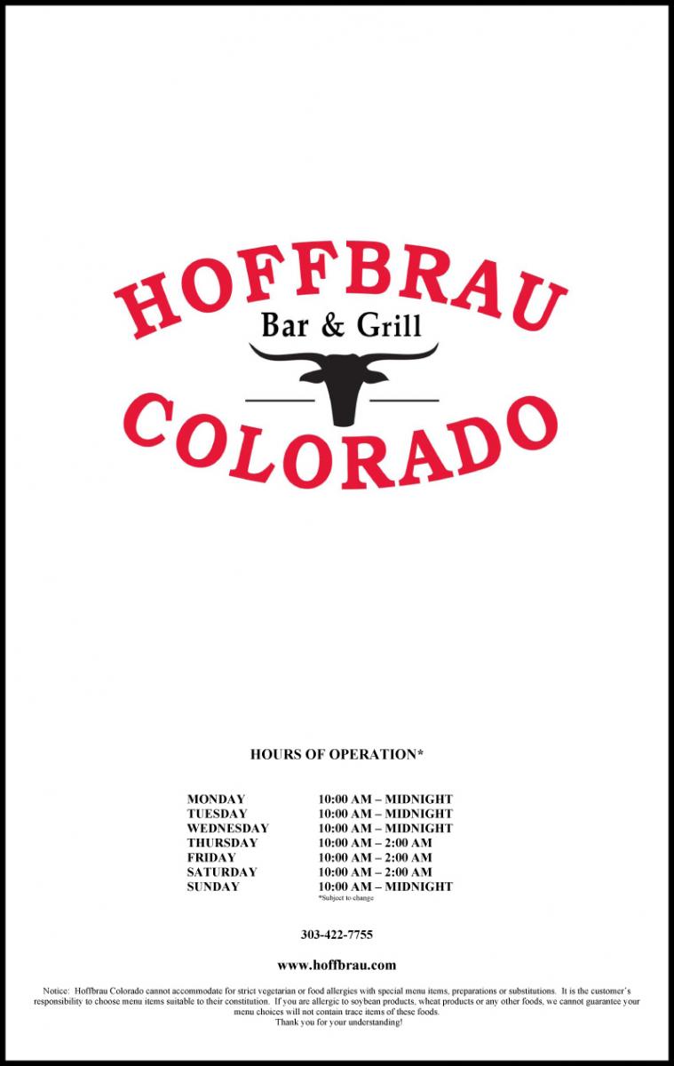 Main Menu Hoffbrau Colorado